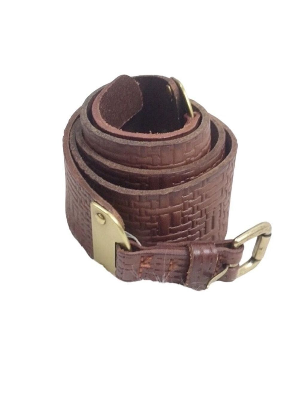 Fossil tooled weave leather belt size s/m
